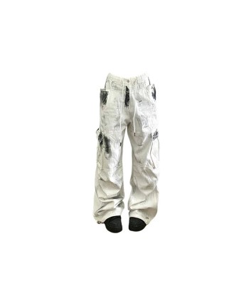 Women's Cargo Jeans in White in Y2K Style with High Waist les muscles