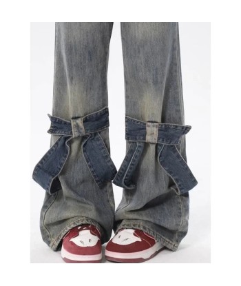 Y2K Vintage Jeans with Bow Patchwork and Flare shop