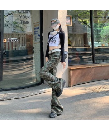 Patterned Baggy Pants in Grunge Style with High Waist acheter