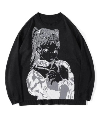 Unisex Oversized Pullover in E-Girl Style with Anime Motif Les magasins à Paris