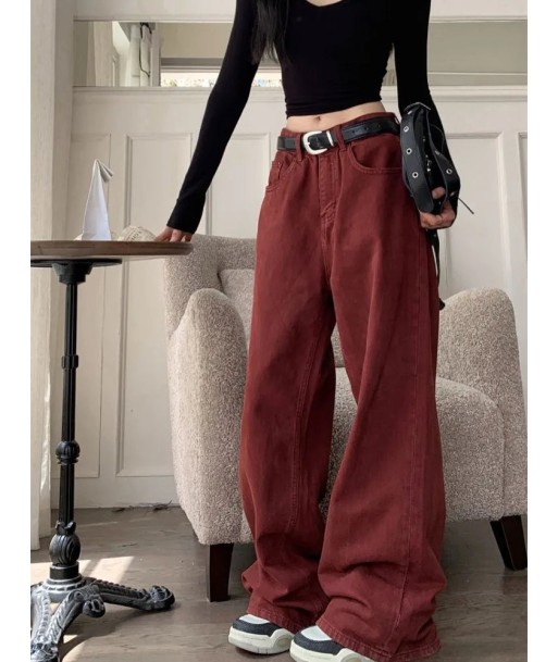 Y2K Rote Oversized Jeans Pants for Women in Baggy Style soldes