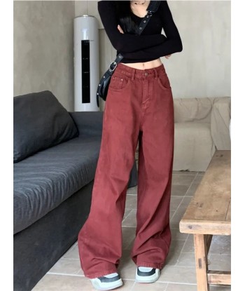 Y2K Rote Oversized Jeans Pants for Women in Baggy Style soldes