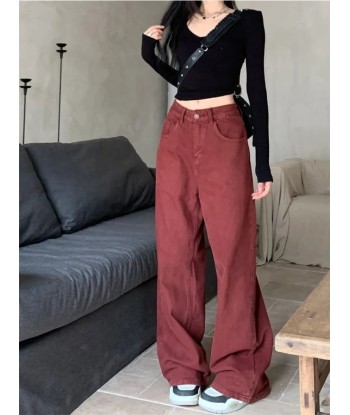 Y2K Rote Oversized Jeans Pants for Women in Baggy Style soldes