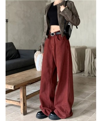 Y2K Rote Oversized Jeans Pants for Women in Baggy Style soldes