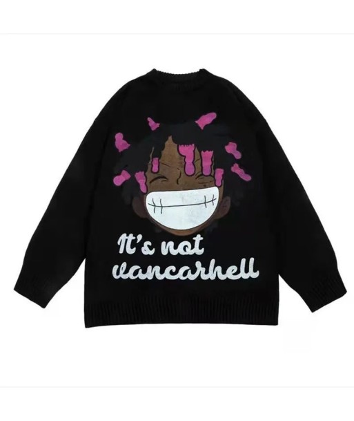 Y2K Oversized Pullover with Anime Girl and Graffiti basket pas cher