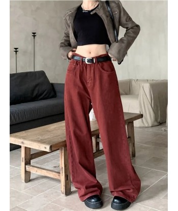 Y2K Rote Oversized Jeans Pants for Women in Baggy Style soldes