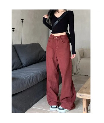 Y2K Rote Oversized Jeans Pants for Women in Baggy Style soldes