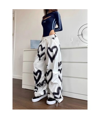 Y2K Love Graffiti Wide Leg Pants with Drawstring meilleur choix