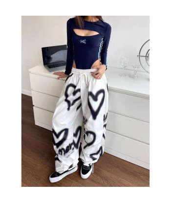 Y2K Love Graffiti Wide Leg Pants with Drawstring meilleur choix