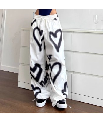 Y2K Love Graffiti Wide Leg Pants with Drawstring meilleur choix