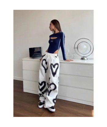 Y2K Love Graffiti Wide Leg Pants with Drawstring meilleur choix