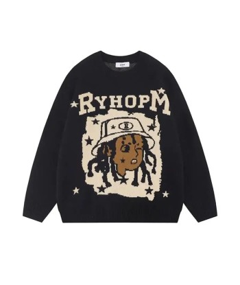 Oversize Pullover Cyber Y2K Unisex Hip Hop Print Pour