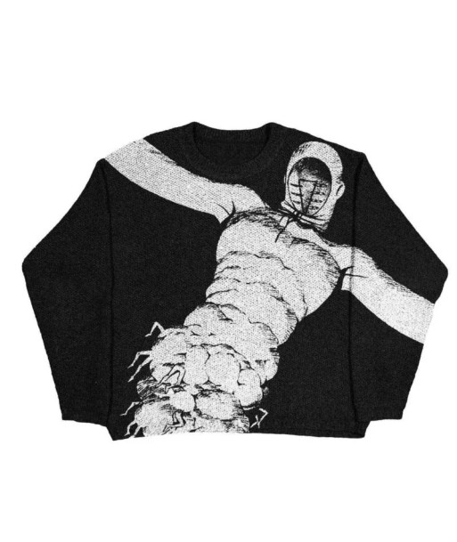 Unisex Oversize Knit Sweater in Grunge Style with Graphic Design de technologie