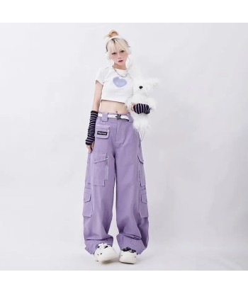 Y2K Retro Lilac Overalls with Wide Leg and High Waist de l' environnement