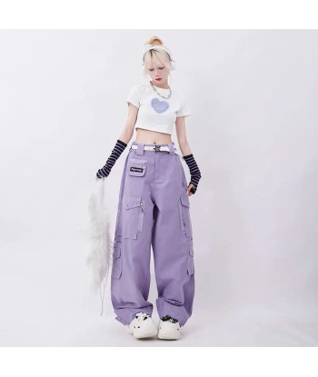 Y2K Retro Lilac Overalls with Wide Leg and High Waist de l' environnement