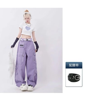 Y2K Retro Lilac Overalls with Wide Leg and High Waist de l' environnement