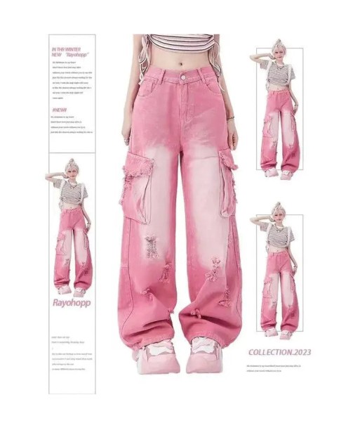 Ripped Jeans in Pink - High Waist Straight Cut for the Soft-Girl Look votre