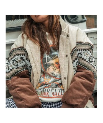 Fairy grunge Vintage Boho Jacket with Patterned Sleeves Economisez 