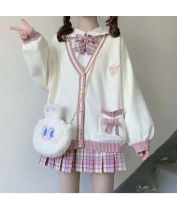 Sweet Soft-Girl Cardigan in College Style with Bows l'achat 