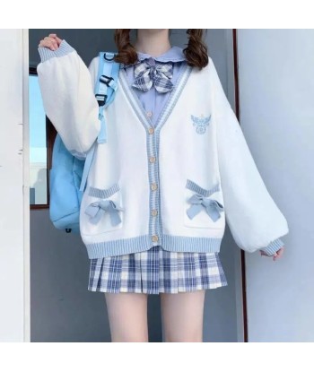 Sweet Soft-Girl Cardigan in College Style with Bows l'achat 