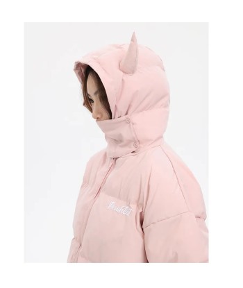 E-Girl Winter Jackets with Devil Horns – Hip-Hop Puffer Coats Pour