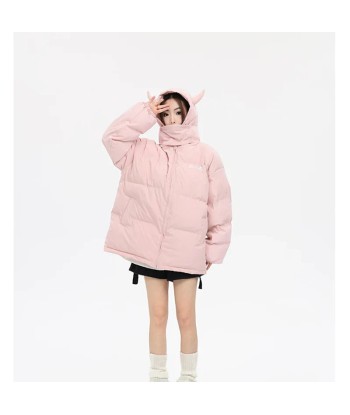 E-Girl Winter Jackets with Devil Horns – Hip-Hop Puffer Coats Pour