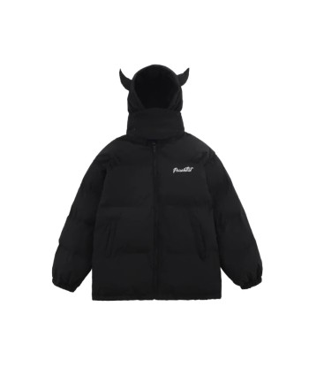 E-Girl Winter Jackets with Devil Horns – Hip-Hop Puffer Coats Pour