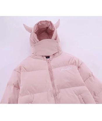 E-Girl Winter Jackets with Devil Horns – Hip-Hop Puffer Coats Pour