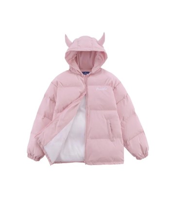 E-Girl Winter Jackets with Devil Horns – Hip-Hop Puffer Coats Pour