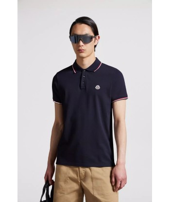 MONCLER - Polo bleu nuit rembourrage situé sous