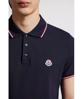 MONCLER - Polo bleu nuit rembourrage situé sous