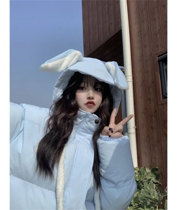 Sweet Soft-Girl Winter Coat with Bunny Ears Hoodie Comparez et commandez 