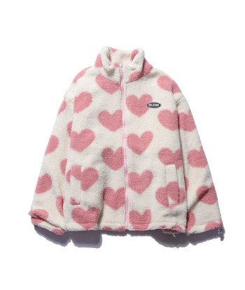 Trendy Reversible Autumn Jacket with Heart Print in E-Girl Style Véritable concentré