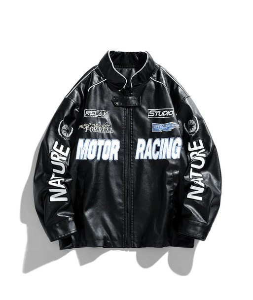 E-girl style leather jacket for men with racing motif 2023 Economisez 