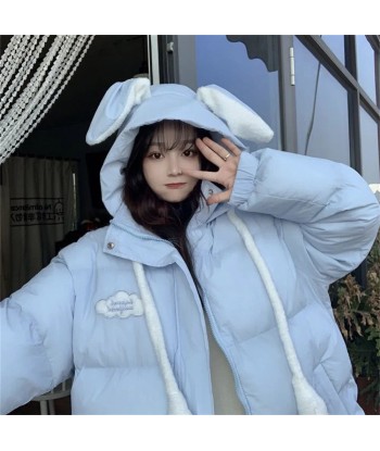 Sweet Soft-Girl Winter Coat with Bunny Ears Hoodie Comparez et commandez 