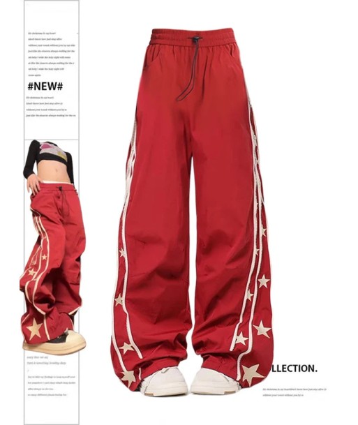 Comfortable Wine Red Sweatpants Streetwear Y2K High Waist à prix réduit toute l'année