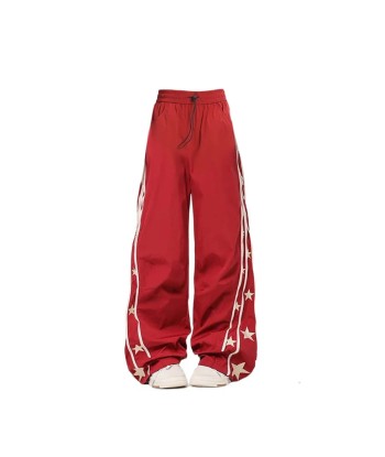 Comfortable Wine Red Sweatpants Streetwear Y2K High Waist à prix réduit toute l'année