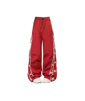 Comfortable Wine Red Sweatpants Streetwear Y2K High Waist à prix réduit toute l'année