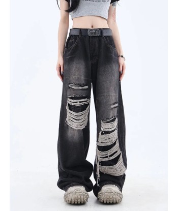 Women Gothic Black Jeans High Waist Vintage Korean Fashion est présent 