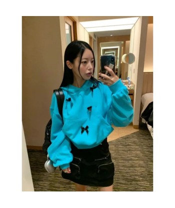 Sweat e girl blue with black bow destockage