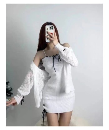 Knitted soft girl white dress Two Piece Sets for women 2023