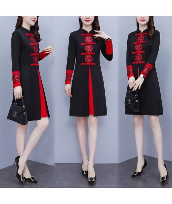 Improved Cheongsam Chinese Qipao Red and Black france