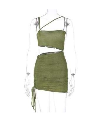 Green Dress Y2K Fashion Drawstring Cut Out 2000s Backless Belted Le MVP de beaucoup