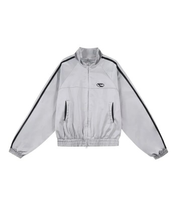 Cyber Y2K Silver Jacket with Double Zipper Comparez et commandez 