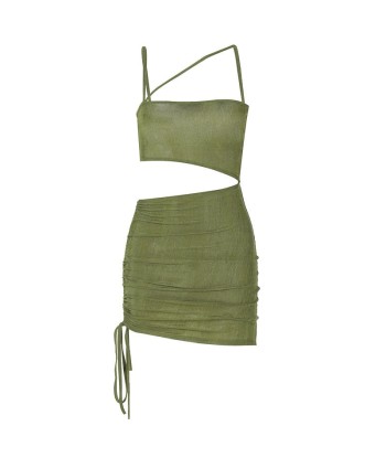 Green Dress Y2K Fashion Drawstring Cut Out 2000s Backless Belted Le MVP de beaucoup