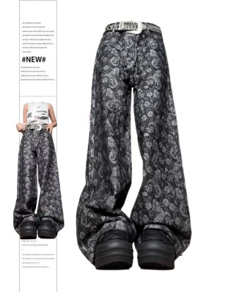 Y2K Print Jeans Aesthetic Black and Gray est présent 