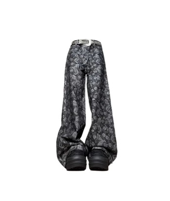 Y2K Print Jeans Aesthetic Black and Gray est présent 