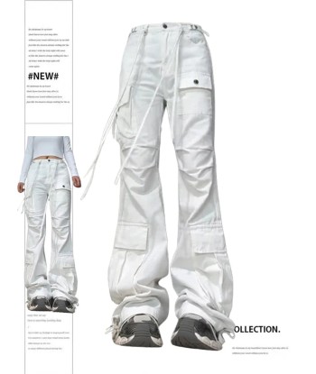 Ladies Baggy Cargo Jeans in White 90s Aesthetic Oversize High Waist Découvrez la collection