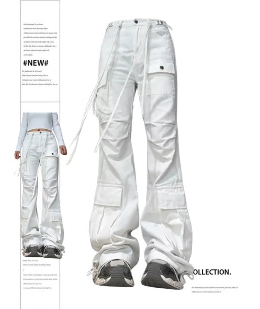 Ladies Baggy Cargo Jeans in White 90s Aesthetic Oversize High Waist Découvrez la collection