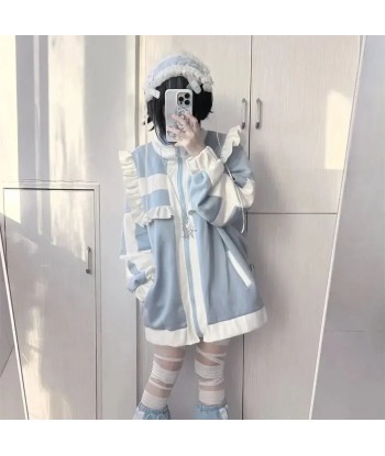 Japanese Patchwork Coat for Women Blue and White le des métaux précieux